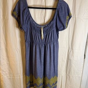 Uncle Frank Blue Midi Dress with Green Trim